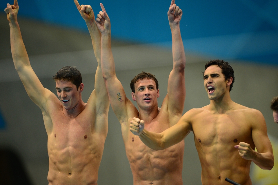 Swimmer Ryan Lochte second left) is a regular poster boy in Olympic sex stories